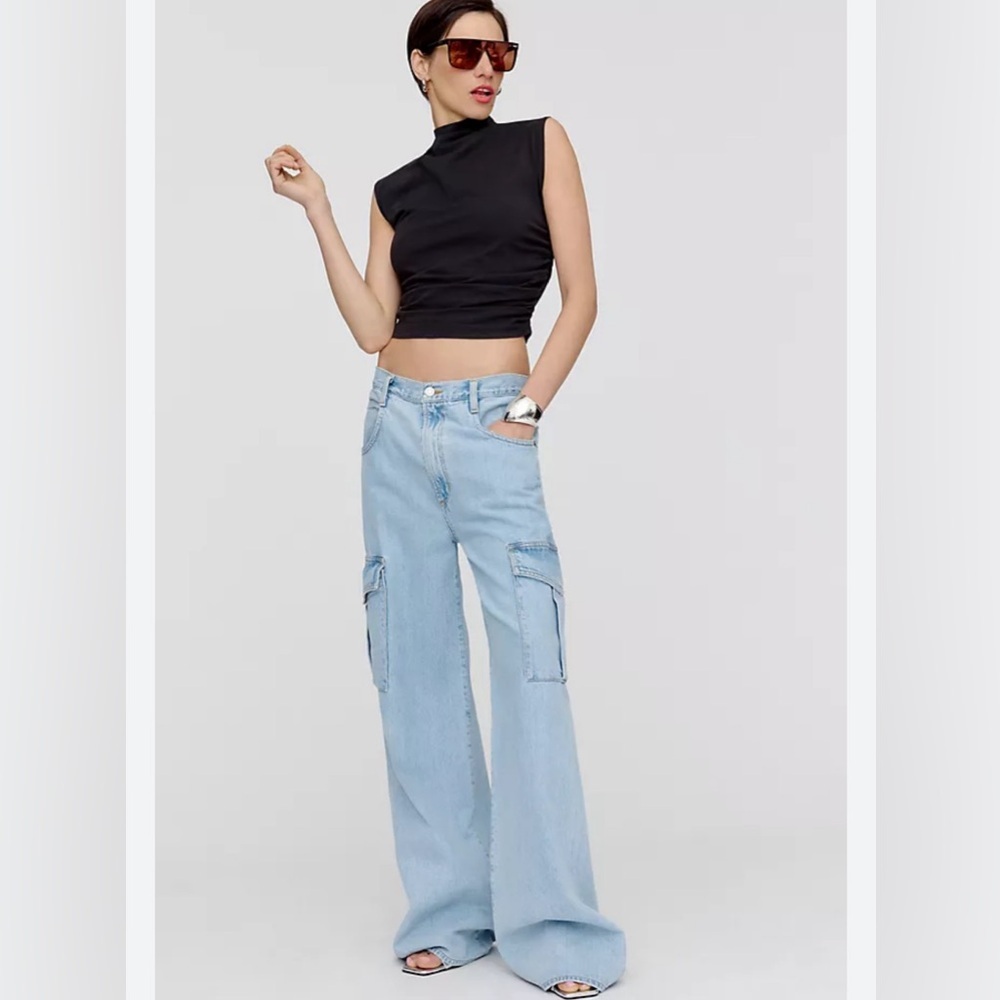 Agolde Light Blue Wide Leg Cargo Jeans